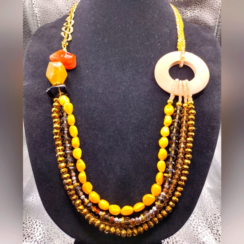 Unique Adjustable Necklace By Vladesign Pearls Gemstones Crystals